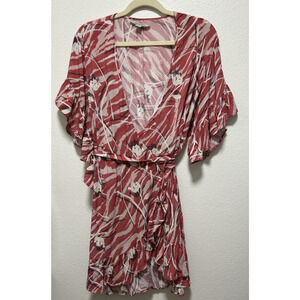 ALLSAINTS Red MARLOW Kazuno Print Wrap Dress Grunge Y2K Retro Size 10
